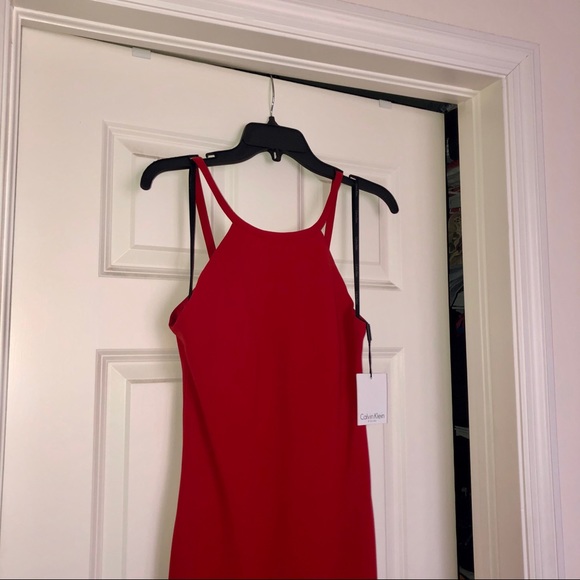 ♥️ NWT Calvin Klein Red Haltet Maxi Dress - Picture 3 of 5